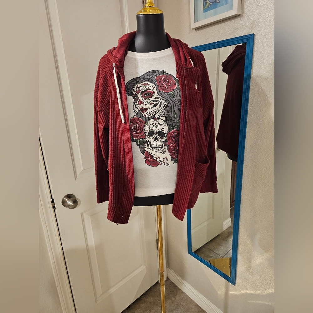 Torrid Red Soft Plush Waffle Lounge Hoodie - Like New - Torrid Size 0